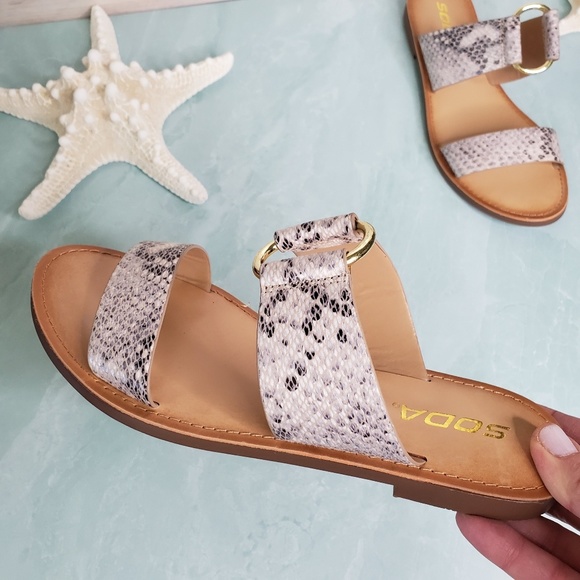 NEW Double Strap Python Sandals - Picture 2 of 8